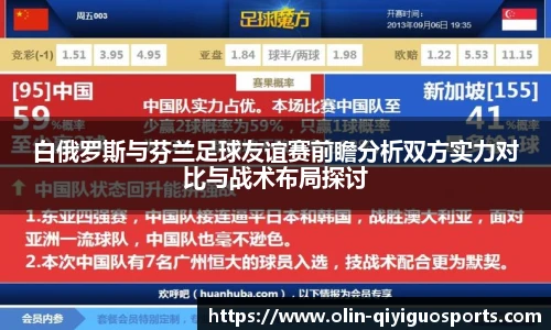 白俄罗斯与芬兰足球友谊赛前瞻分析双方实力对比与战术布局探讨
